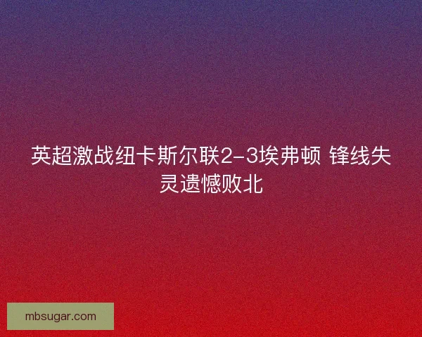 英超激战纽卡斯尔联2-3埃弗顿 锋线失灵遗憾败北